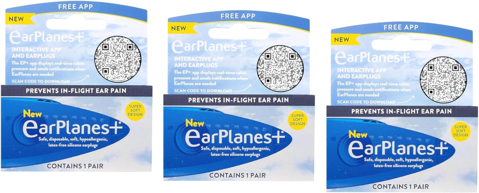 Original Adult EarPlanes by Cirrus Healthcare Earplugs Airplane Travel Ear Protection Bonus Pack (3 Pair)