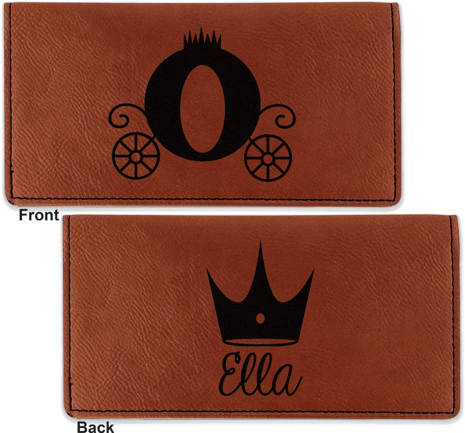 RNK Shops Personalized Princess Carriage Leatherette Checkbook Holder - Double Sided