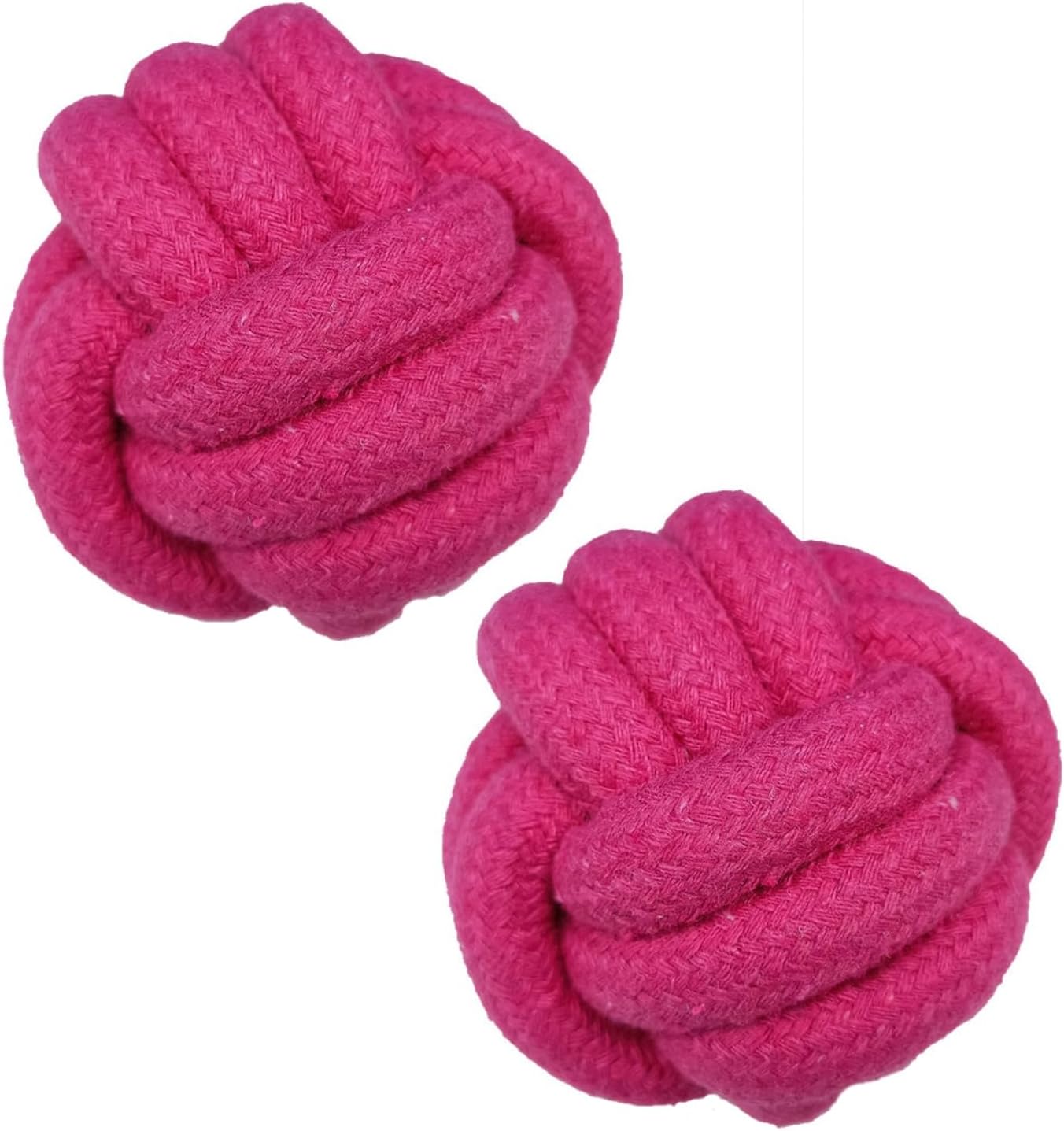 2-Pack Dog Rope Ball Toys – Durable 3" Chew & Teething Balls for Medium & Large Dogs, Tug Play, Teeth Cleaning, Boredom Relief, Natural Cotton, Indoor Outdoor Use, Purple Red
