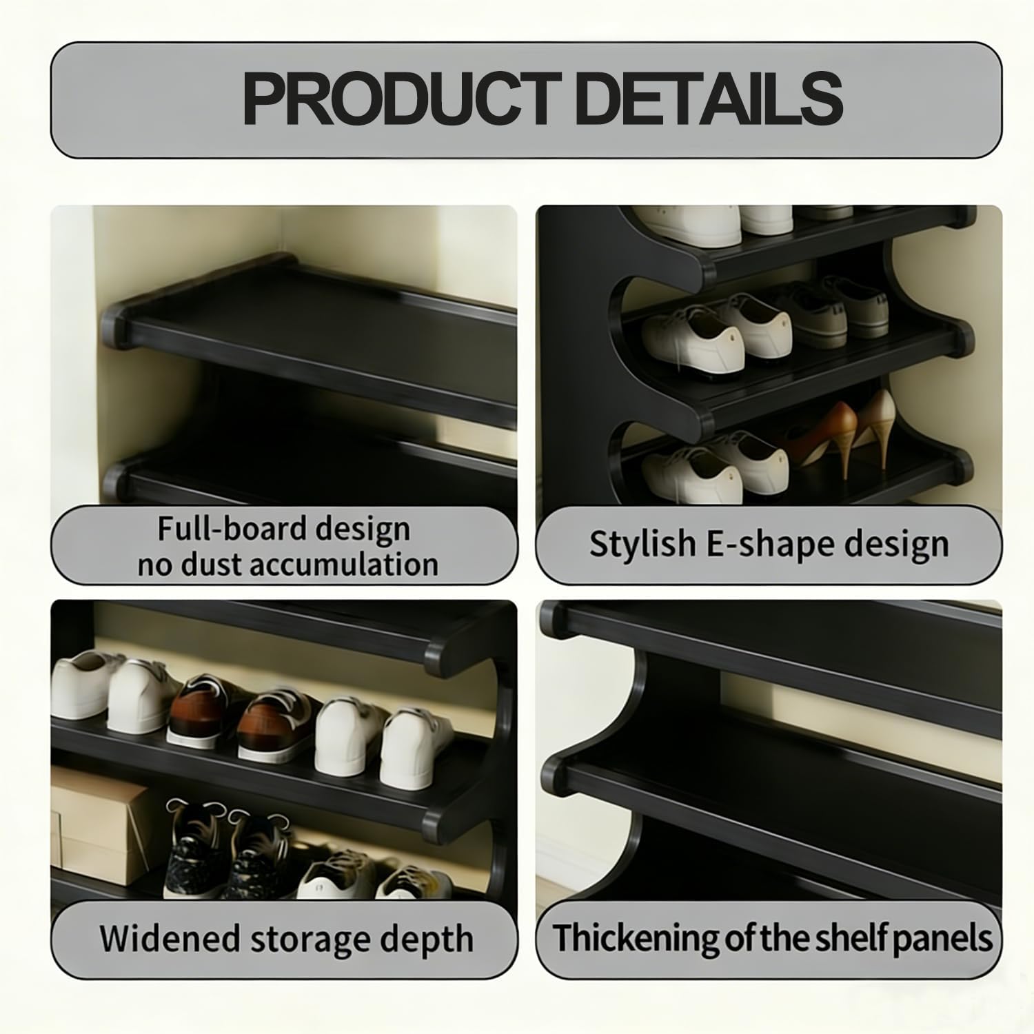 39" Bamboo Shoe Rack - Vertical Shoe Organizer Rack for Small Space, Narrow Shoe Tower for Closet, Entryway, Corner, Tall Shoe Shelf with Removable Shelves, Flexible Storage Shelf for Saving Space