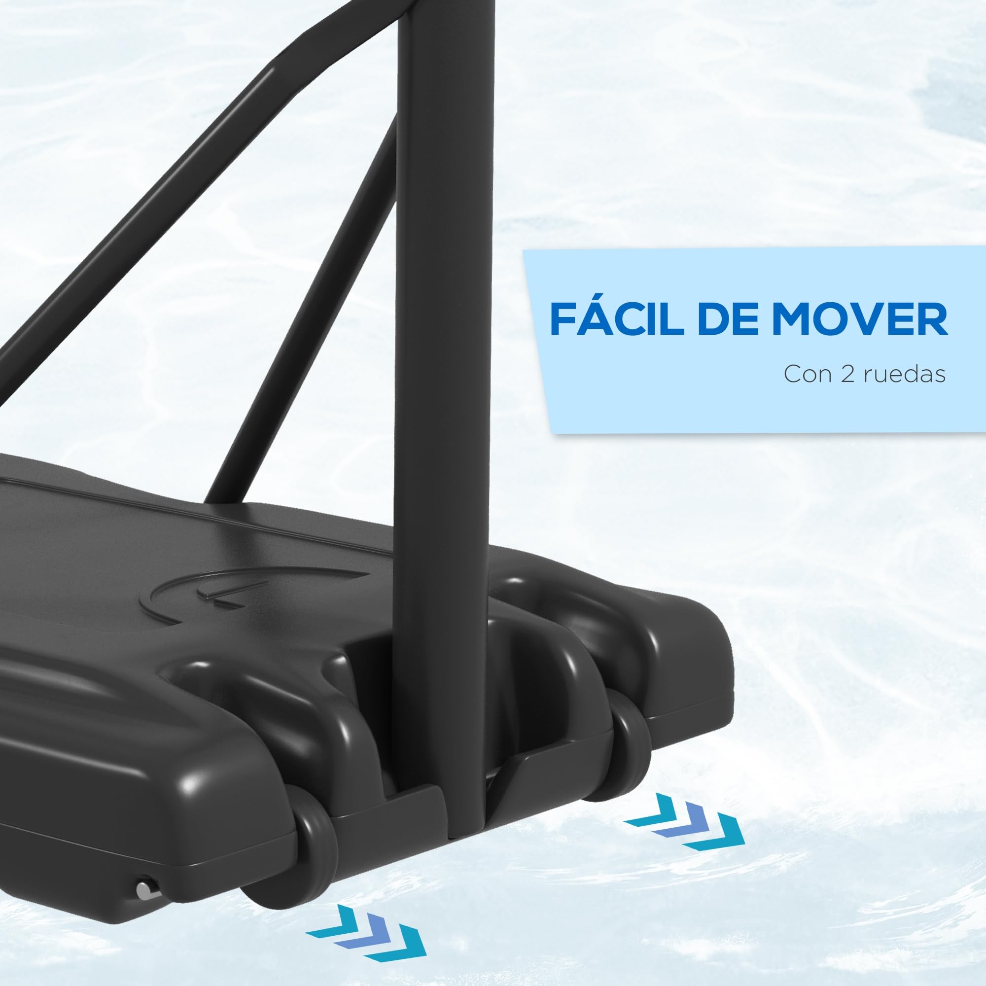 SPORTNOW Canasta de Baloncesto Exterior 2 en 1 Altura Ajustable 230-305 cm Aro para Piscina Soporte con Ruedas Base Rellenable Negro