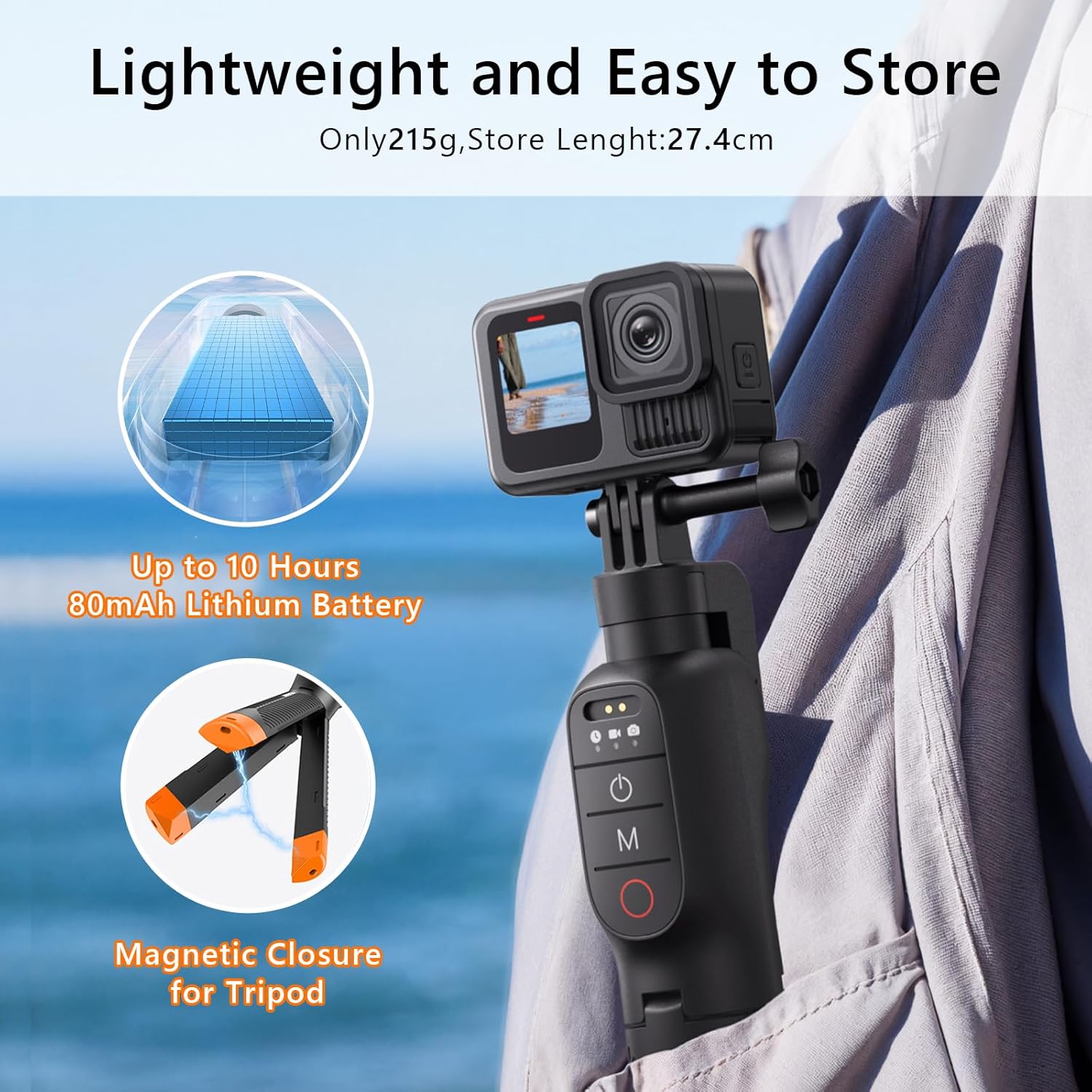 Bluetooth Floating Selfie Stick Tripod for GoPro Hero 13/12/11/10/9, Waterproof Extendable Pole Hand Grip Tripod with Signal Booster, 15M Diving Stick for Surfing, Snorkeling