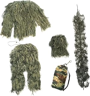 Anneome 1 Conjunto/5 Pçs Roupa De Selva Florestal Roupas De Caça Floresta Terno Camuflado Camuflagem Camuflagem Verde Selva Roupas Roupa De Camuflagem De Folha