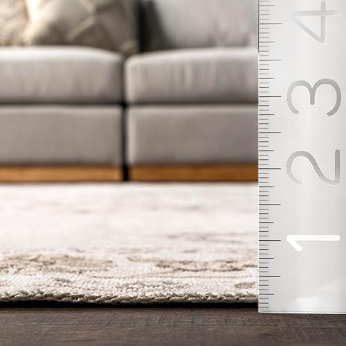 Miniatura 3 de nuLOOM Arwen - Alfombra vintage tradicional y ultrafina, lavable a máquina, 4 x 6, beige