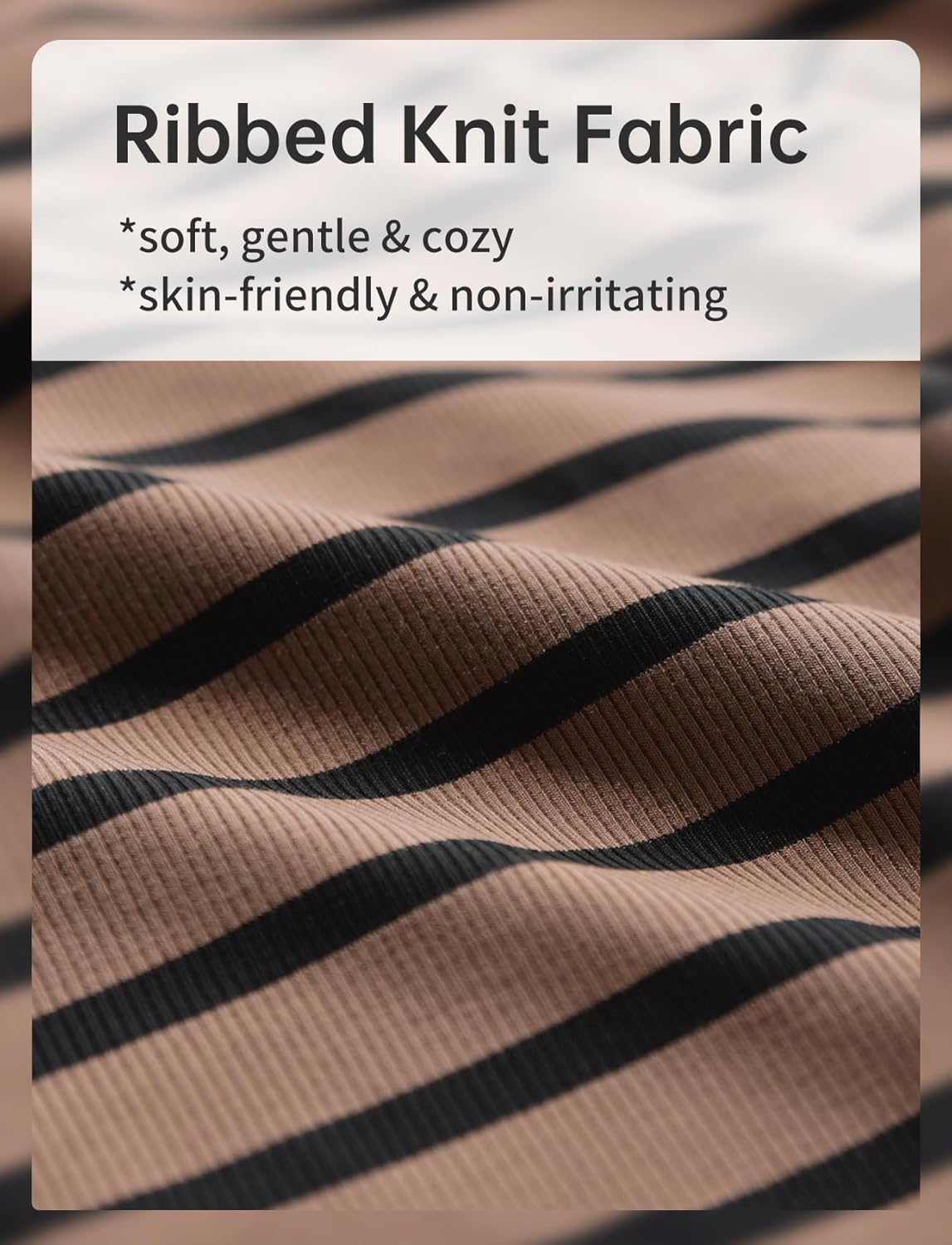 Zengjo Women‘s Striped Shirt Mock Neck Elbow Length Slim Fitted Short Sleeve Ribbed Turtleneck Tops - Image 6