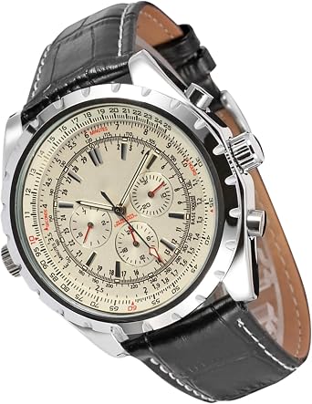 Men's Automatic Mechanical Watch with Leather Strap Exquisite Design for Watch Collectors Calendar Date Display for Gift Stainless Steel