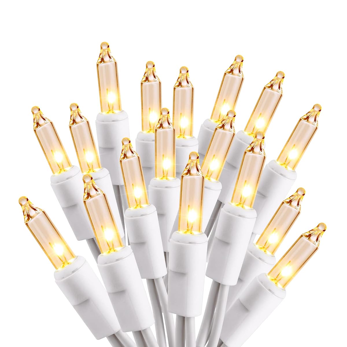 ODEETRONIC Incandescent Christmas Lights, 21.63ft 100 Count Clear Christmas