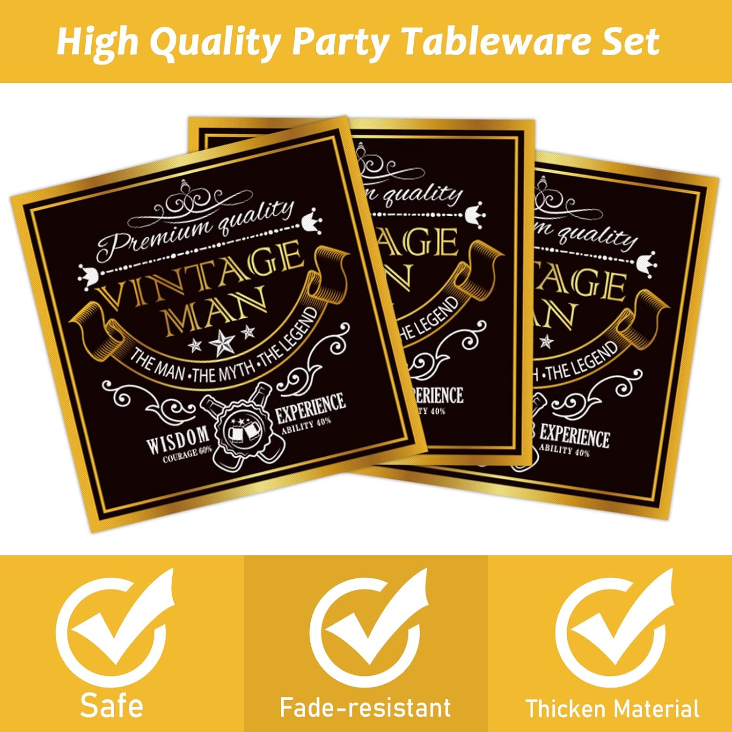 Wiooffen 96 Pcs Vintage 50th Party Tableware Set Back in 1976 50th Theme Birthday Party Table Decoration Supplies Cheers to 50 Years Paper Plate Napkin Fork 24 Guests for Men