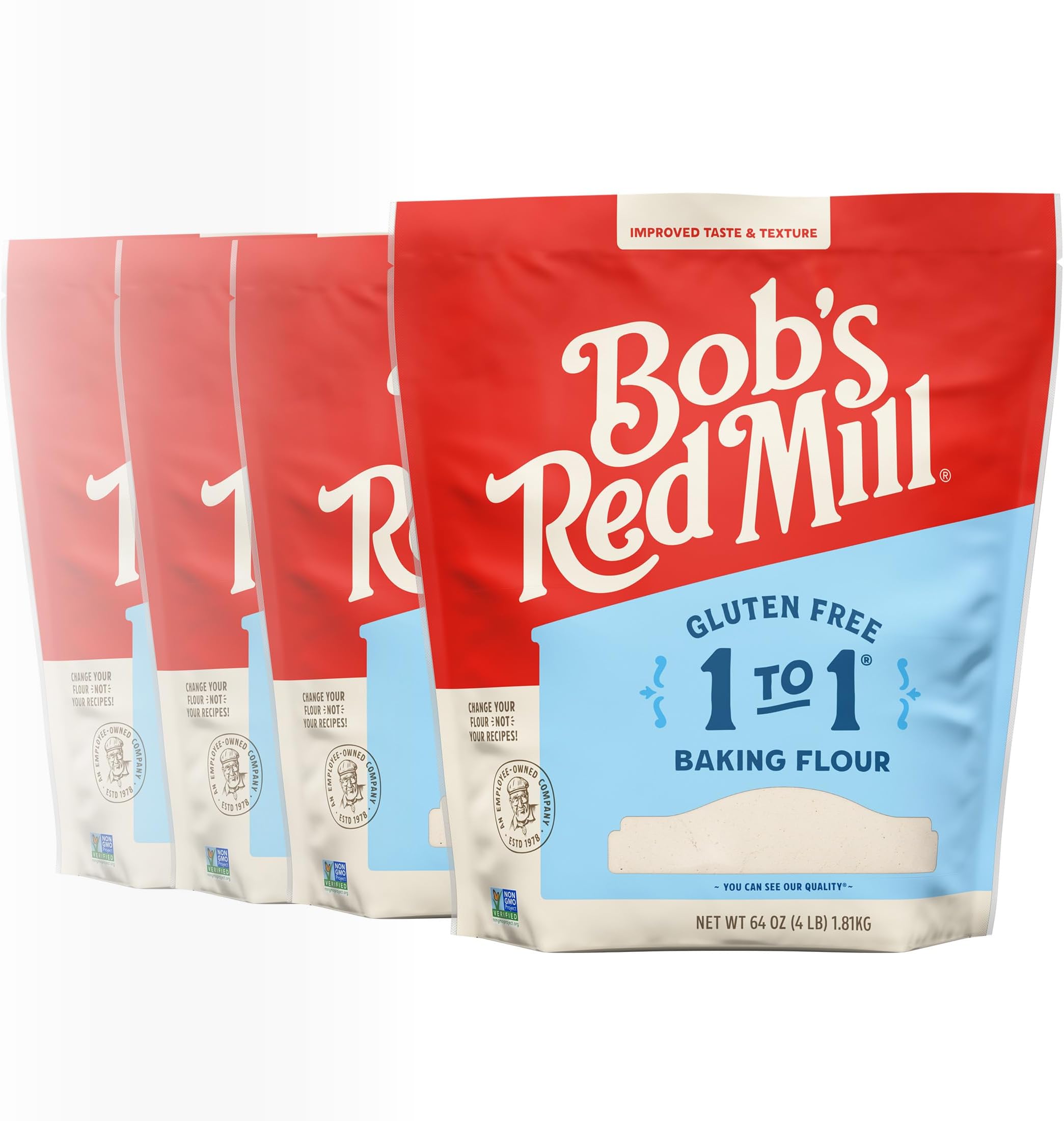 Bob's Red Mill Gluten Free 1 to 1 Baking Flour, 64oz (4 Pack)