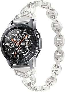 RuiRdot Watch 46mm Watchband, Stainless Steel Metal Women Wristband Watch Bracelet Replacement for Galaxy Watch 3 45mm/ Watch 46mm/Gear S3 Frontier/Classic (Sliver)