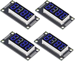 4Pcs TM1637 0.36in LED Display Digital Tube, 4 Digit 7 Segment 5V Digital Tube Display Module (Blue MRA110D)