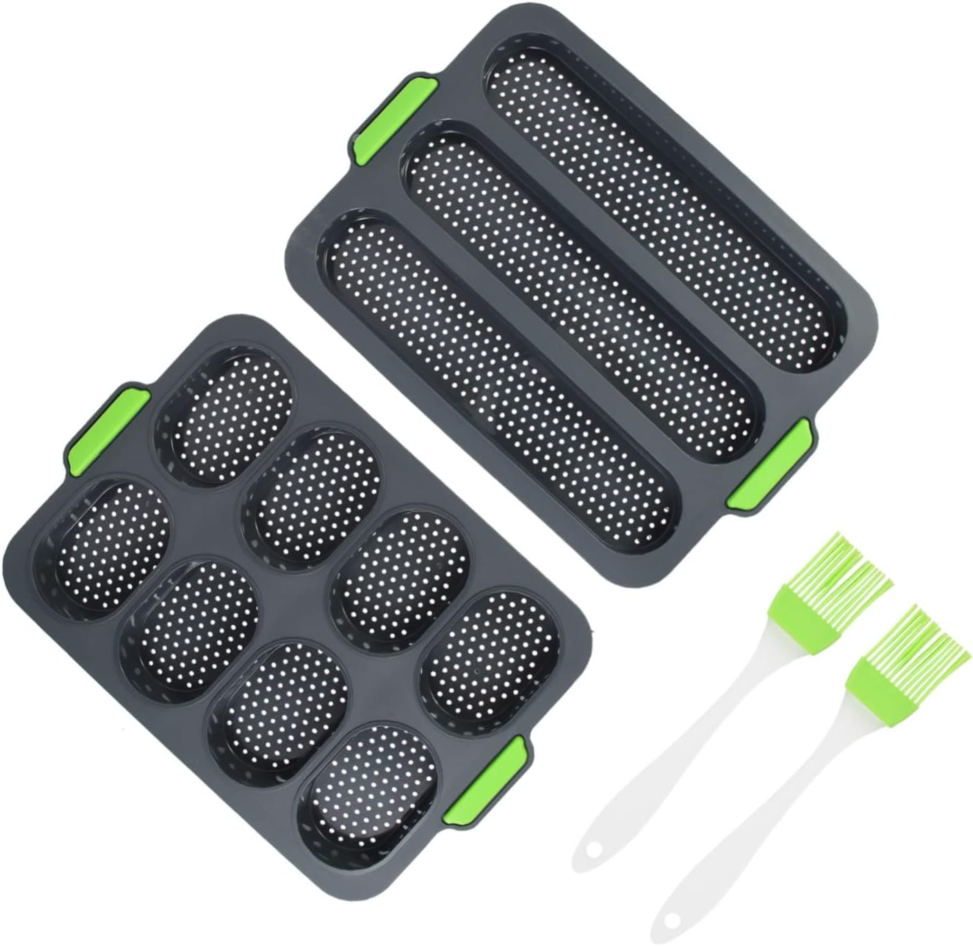 1 Set French Bread Mold Set Silicone Loaf Pan with Cavity Oval Cake Mold Slot Includes for Baking Enthusiasts for Home Professional Use