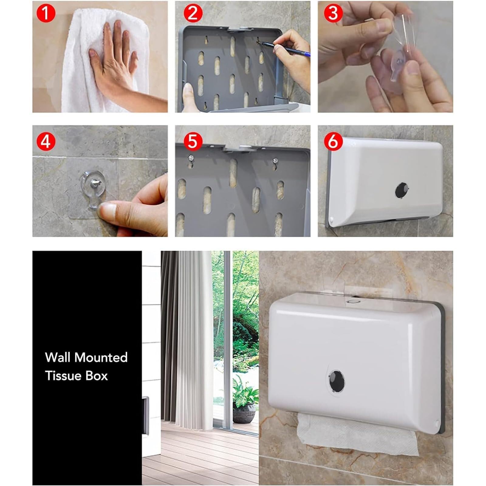 Dispensador de toallas de papel montado en la pared, dispensador de toallas de mano comercial, caja de toallas de papel higiénico blanco, soporte de pañuelos plegable en C para baño, restaurante