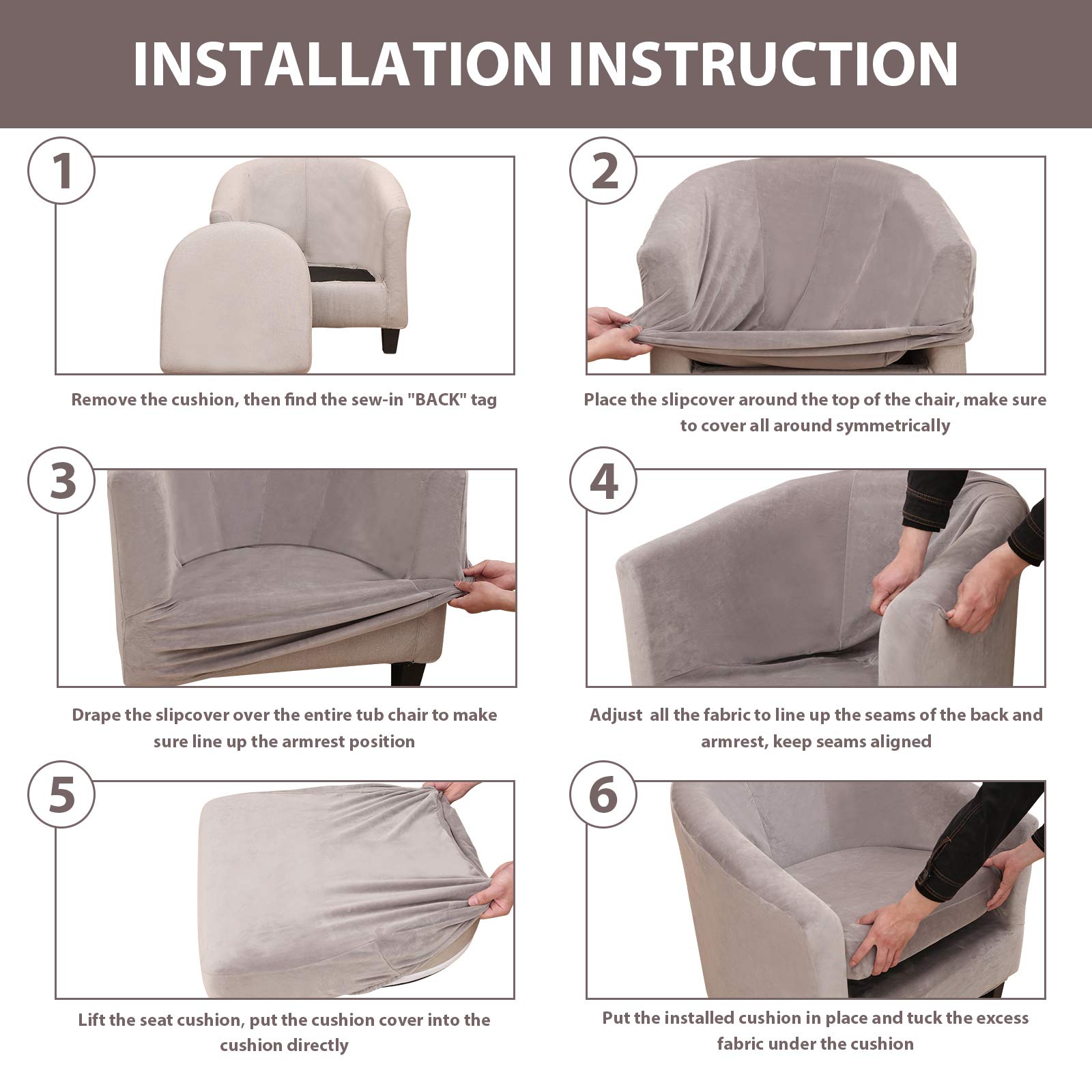 OKYUK 2 Pièces Housse De Fauteuil Chesterfield Extensible Velours - Beige, Protection Confort