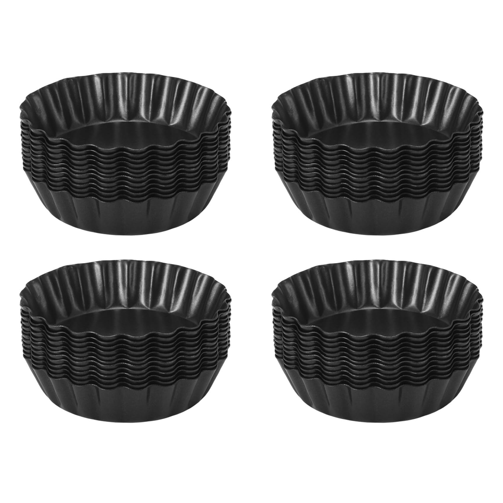 Aundhegrtt 48 Pcs Egg Tart Molds, 3inch Mini Tart Pans Removable Bottom, Cupcake Cake Muffin Mold Tin Pan Baking Tool