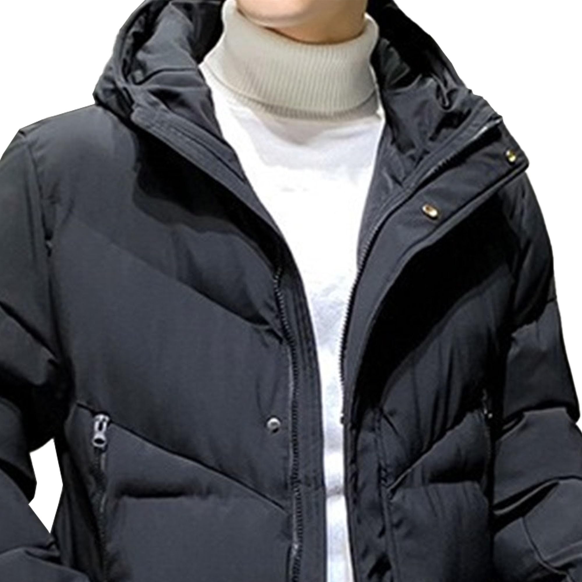 Uomo Casual Lungo Spessa Caldo Streetwear Giù Cappotto Lungo Con Cappuccio Collo Di Pelliccia Piumino Uomo Piumini