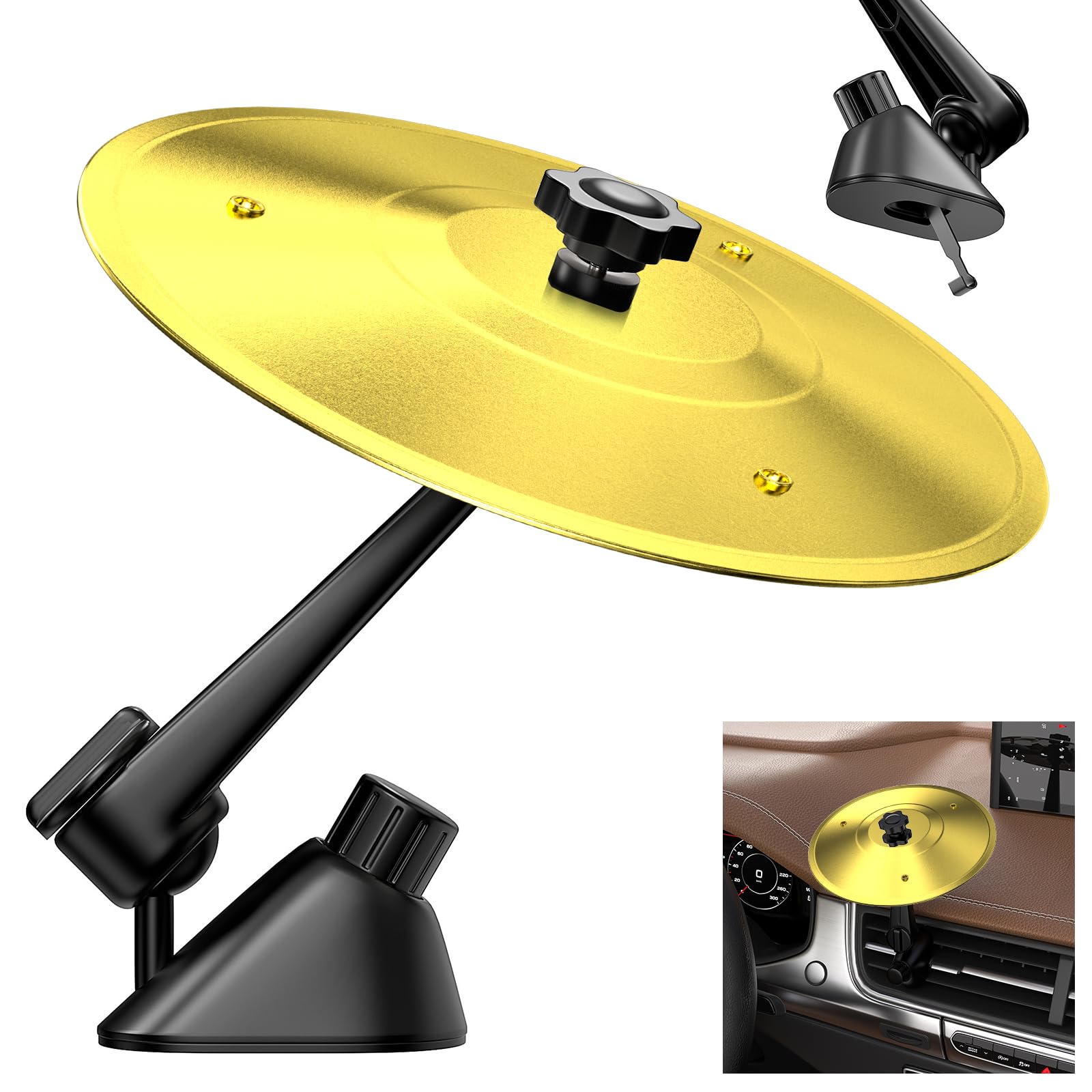 Auto Crash Becken, Schlagzeug Becken, Car Crash Cymbal Drum, Auto Trommel Lüftungsschlitz, Handtrommel Schlaginstrumente Deko, für Alle Arten von Fahrzeugen Musikliebhaber Fahrunterhaltung (Gold)