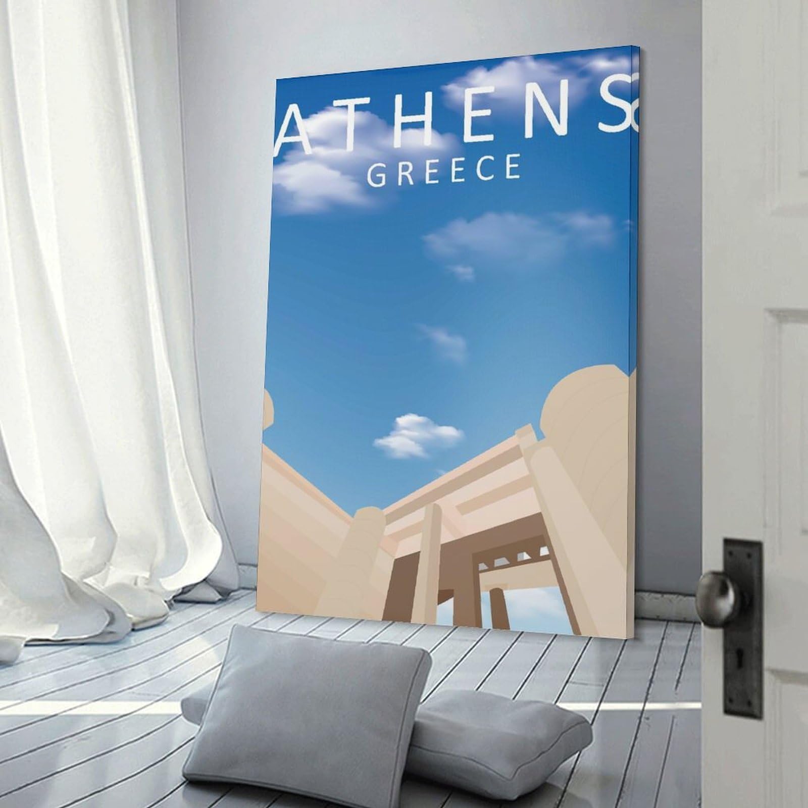 Junmoney Historical Monument Athens Home Decor Wall Art 12x18inch(30x45cm), for Home, Office, Studio Or Guest Room, Canvas Wall Art That Fits Changing Layouts