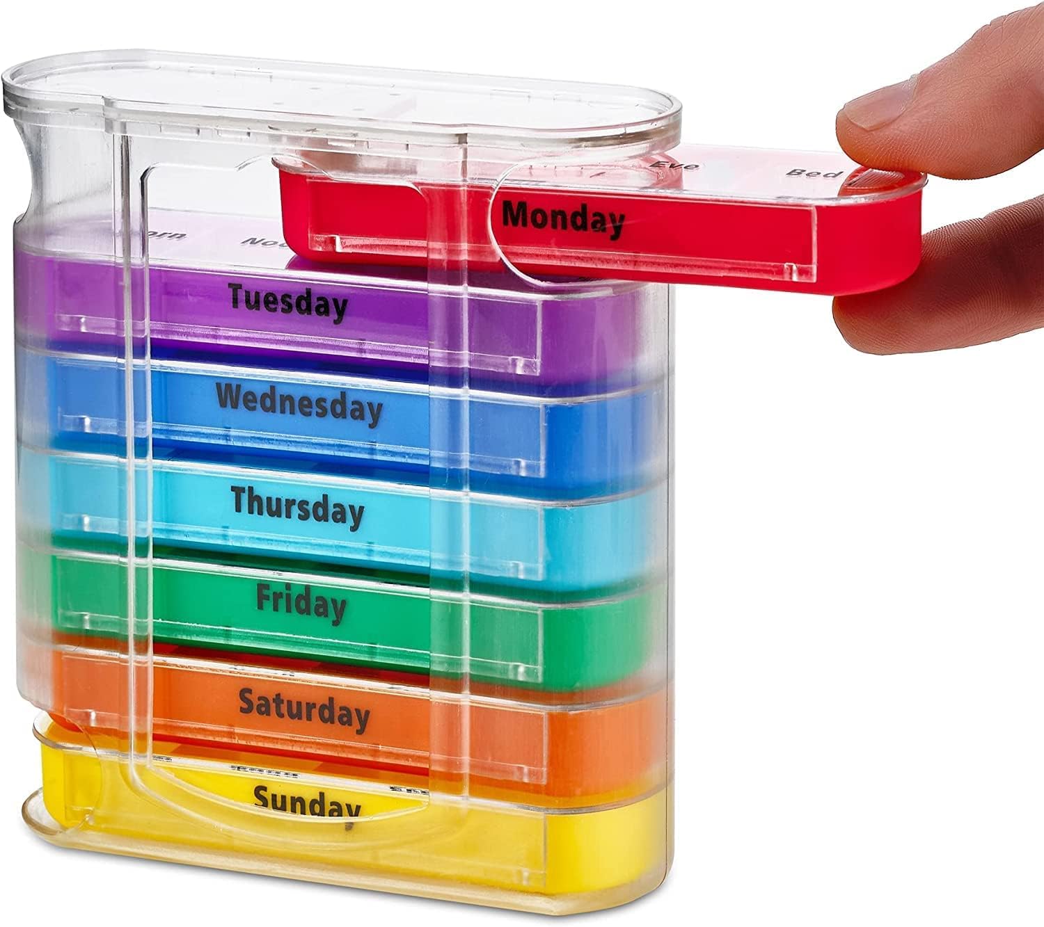 Weekly Pill Organizer, Four Times-a-Day, Pack of 1 Dispensers with Stackable AM/PM Compartments-image-39
