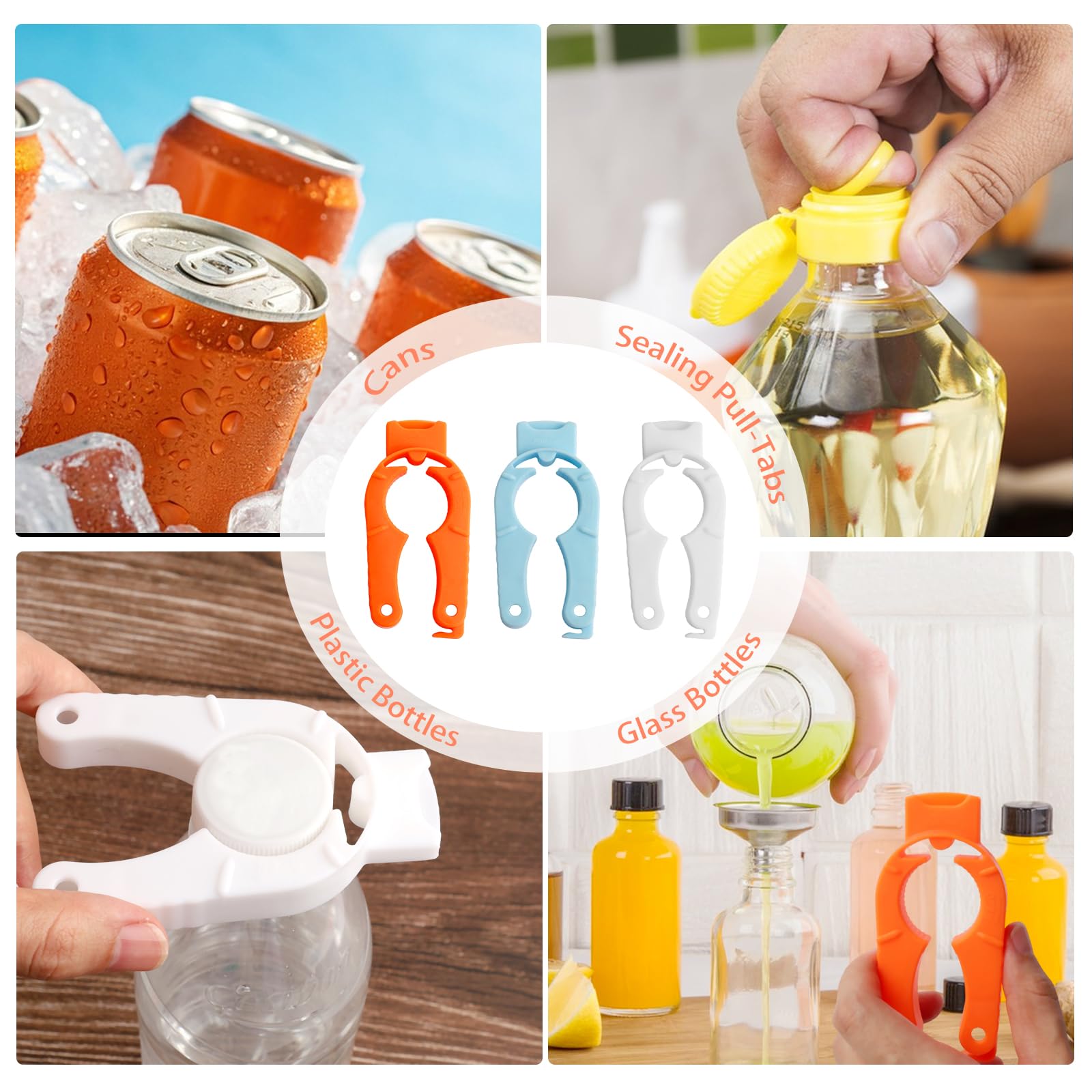 Amazon.com: 6-Pack Plastic Bottle Cap Opener, 3-in-1 Multi-Purpose