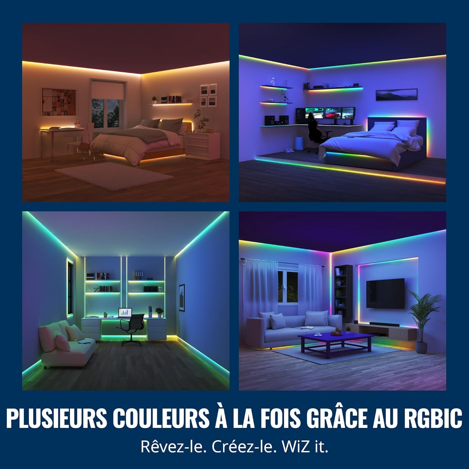 WiZ, Ruban LED Connecté, 10 Mètres, 16 millions de couleurs et nuances de blanc, avec détecteur de mouvement, Contrôle possible par la Voix, App, Alexa, Google Assistant et Apple HomeKit