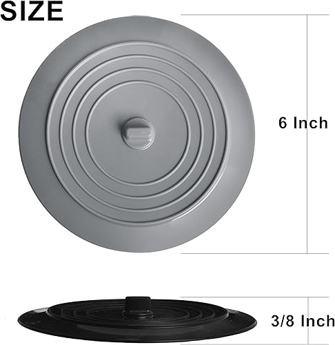 Miniatura 2 de Juego de 2 tapones para fregadero de cocina y bañera de 6 pulgadas, color negro y gris, para drenaje estándar de fregadero de cocina y desagüe de
