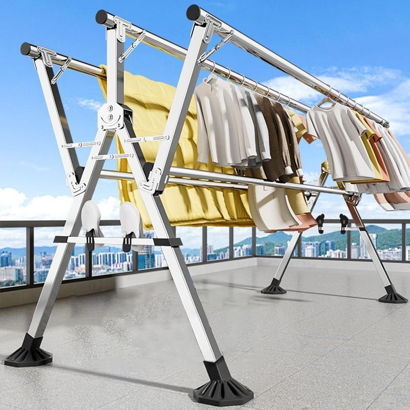 Clothes Drying Rack Foldable Drying Racks Stainless Steel 5 Poles ...
