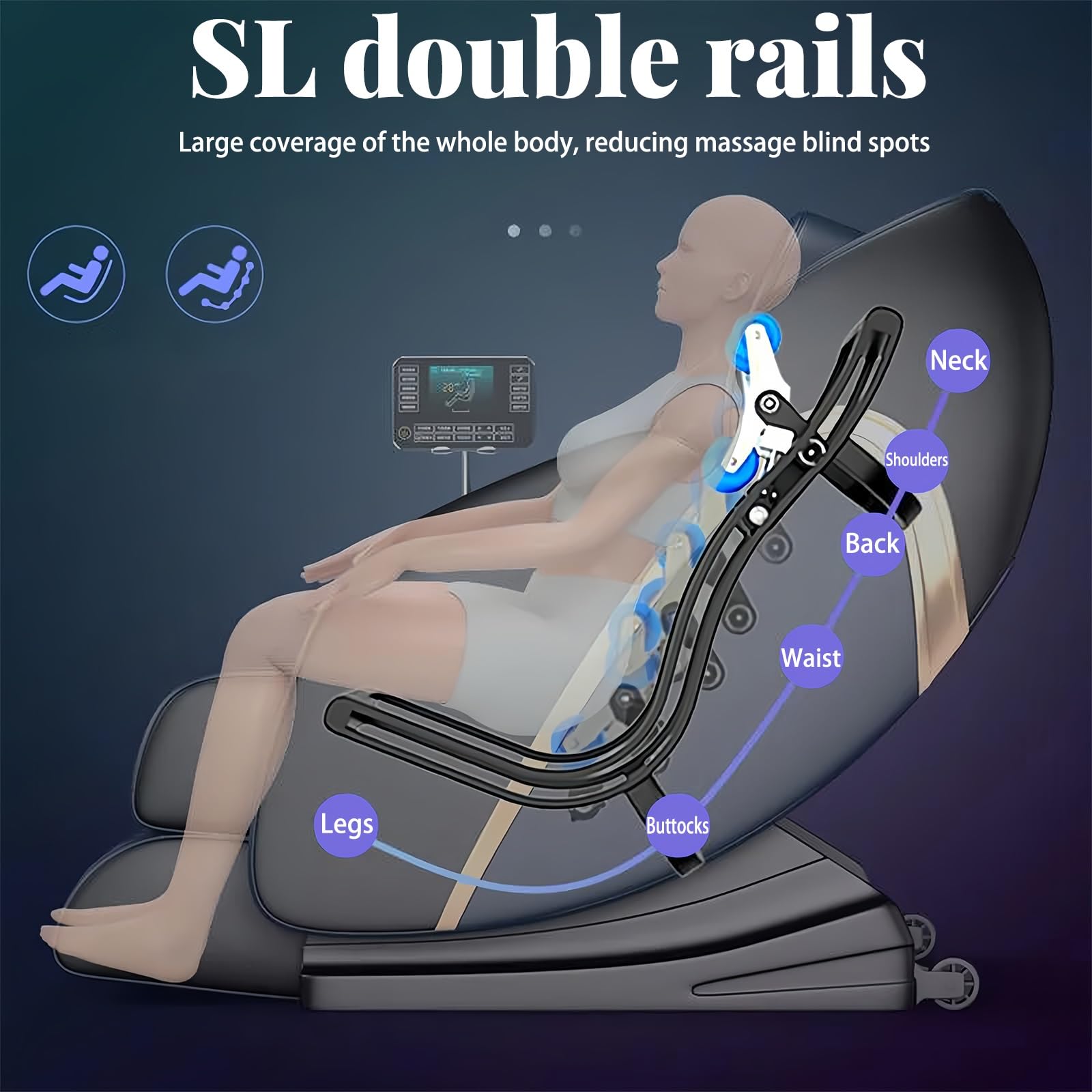 Poltrona Massaggiante 4D, gravità Zero Per Tutto Il Corpo Con Compressione Di Calore E Aria Per Alleviare Il Dolore A Spalle/schiena/gambe(Gray)