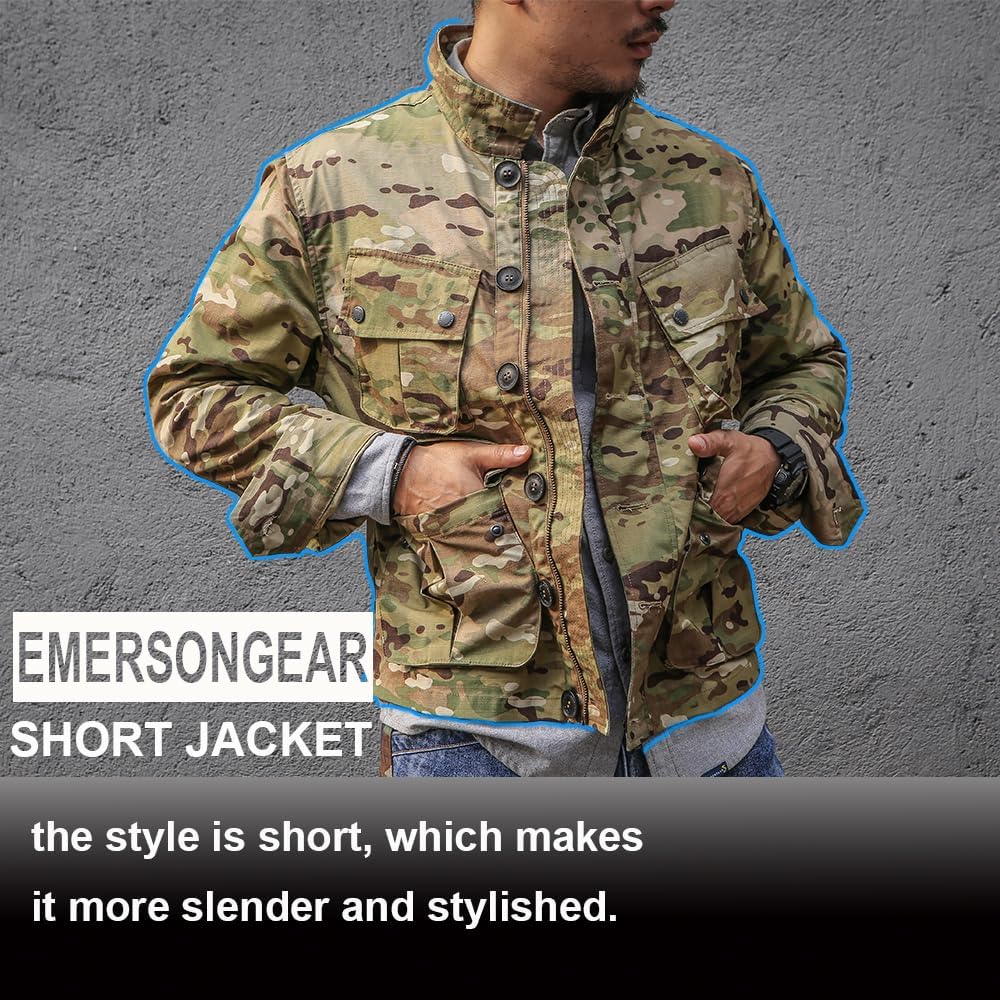 EMERSONGEAR Men's Military Tactical Jacket,Camo Light Weight Performance Top Jacket for Outwear Sports Hiking Hunting
