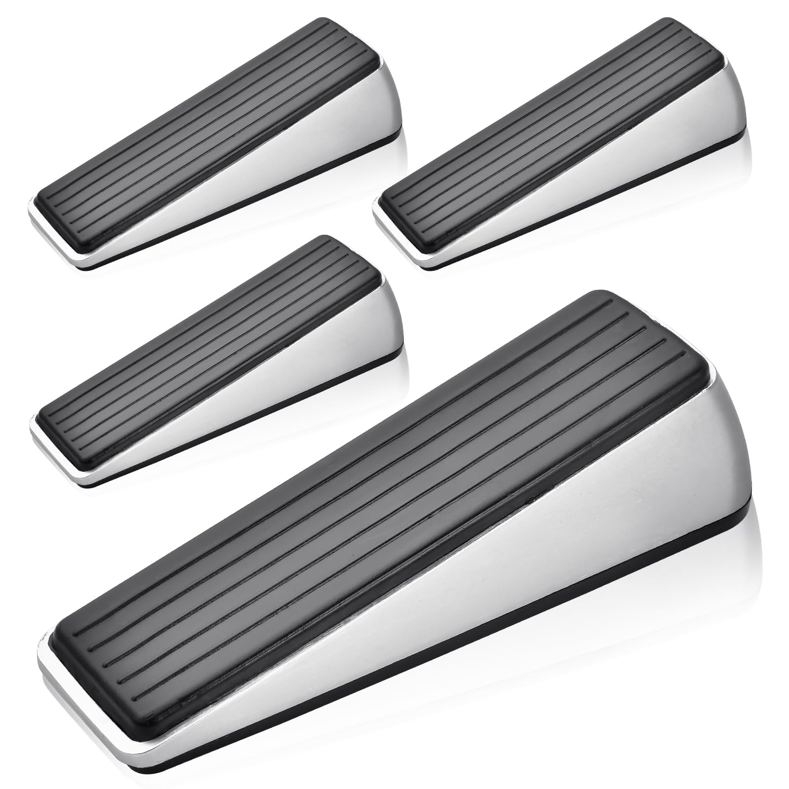 Akamino 4 Pcs Strongest Door Stop, Heavy Duty Zinc & Rubber Door Stoppers Door Wedge with Anti-Scratch Surface