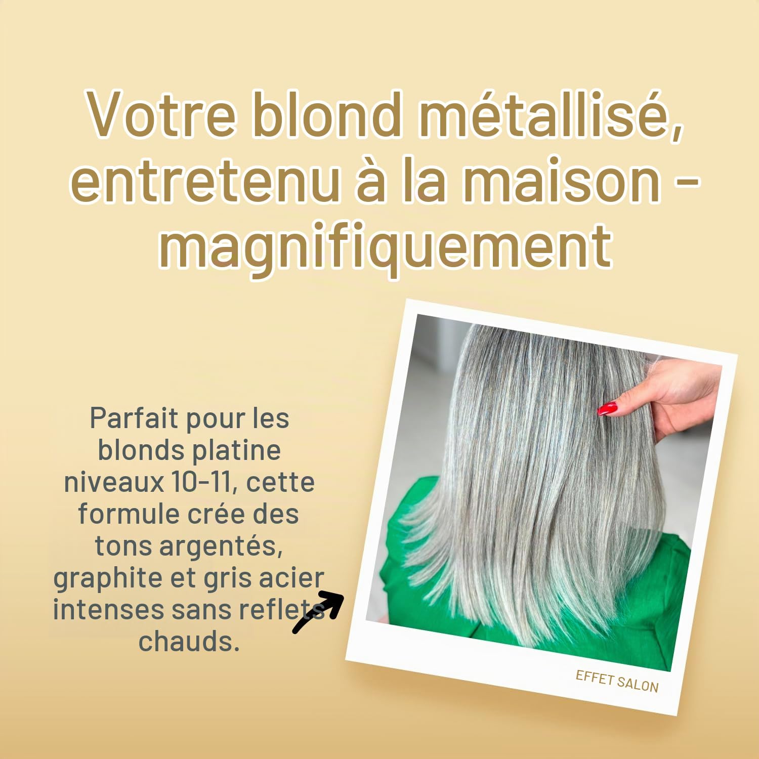 Robson Peluquero Kit Shampooing + Masque Matifiant Noir | Neutralise Reflets Jaunes & Cuivrés | Cheveux Blonds Décolorés Gris & Méchés | Protéines de Soie & Kératine | 2x300ml
