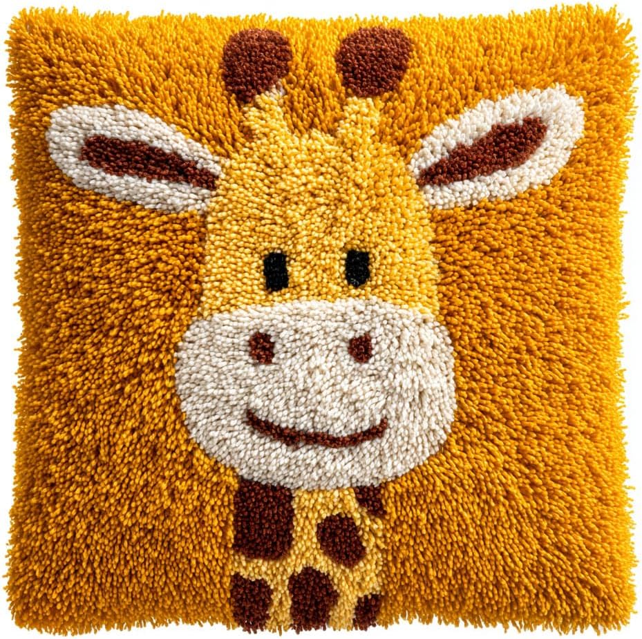 AMBATTERY Latch Hook Kits Pillow Cartoon Leaves Handmade Pillowcase DIY Embroidery Pillowcase Rug Cover Stitching Latch Hook Pillow Kit 43x43cm
