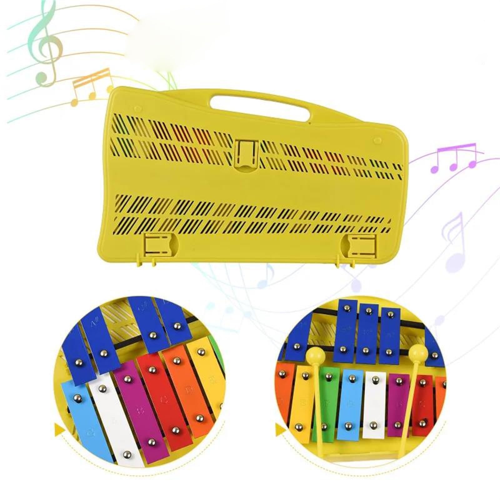 Ksylofon 25 Notatek Glockenspiel Ksylofon Kolorowe Metalowe Klawisze Perkusyjny Instrument Muzyczny Z 2 Młotkami Podręczny Futerał