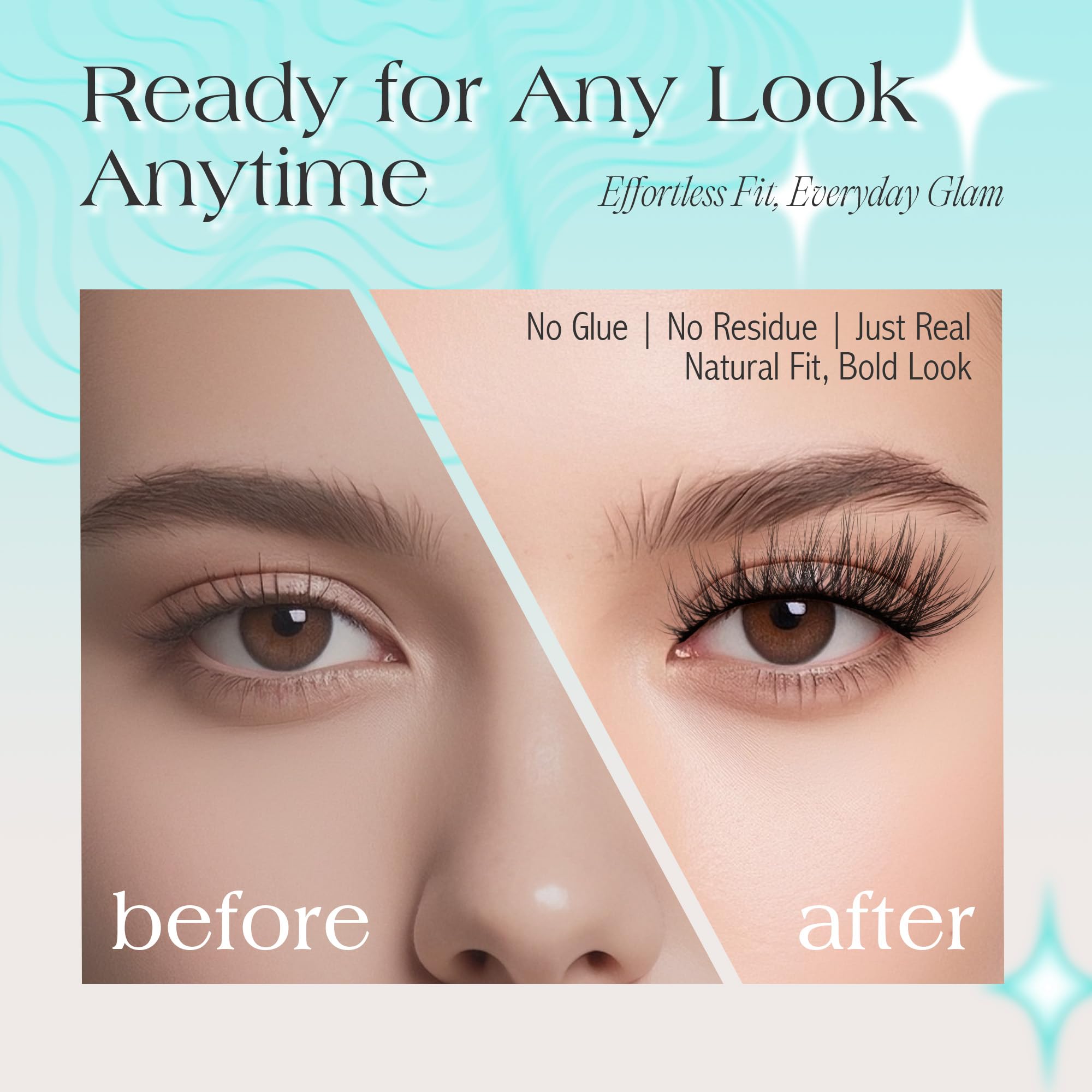 Bepholan Self Adhesive Eyelashes Natural Look,Pre Glued No Glue Needed Reusable Press On Lashes False Eyelashes Wispy with Tweezer of Replacement Adhesive Strips 8-14mm 5 Pairs(CVJ205)