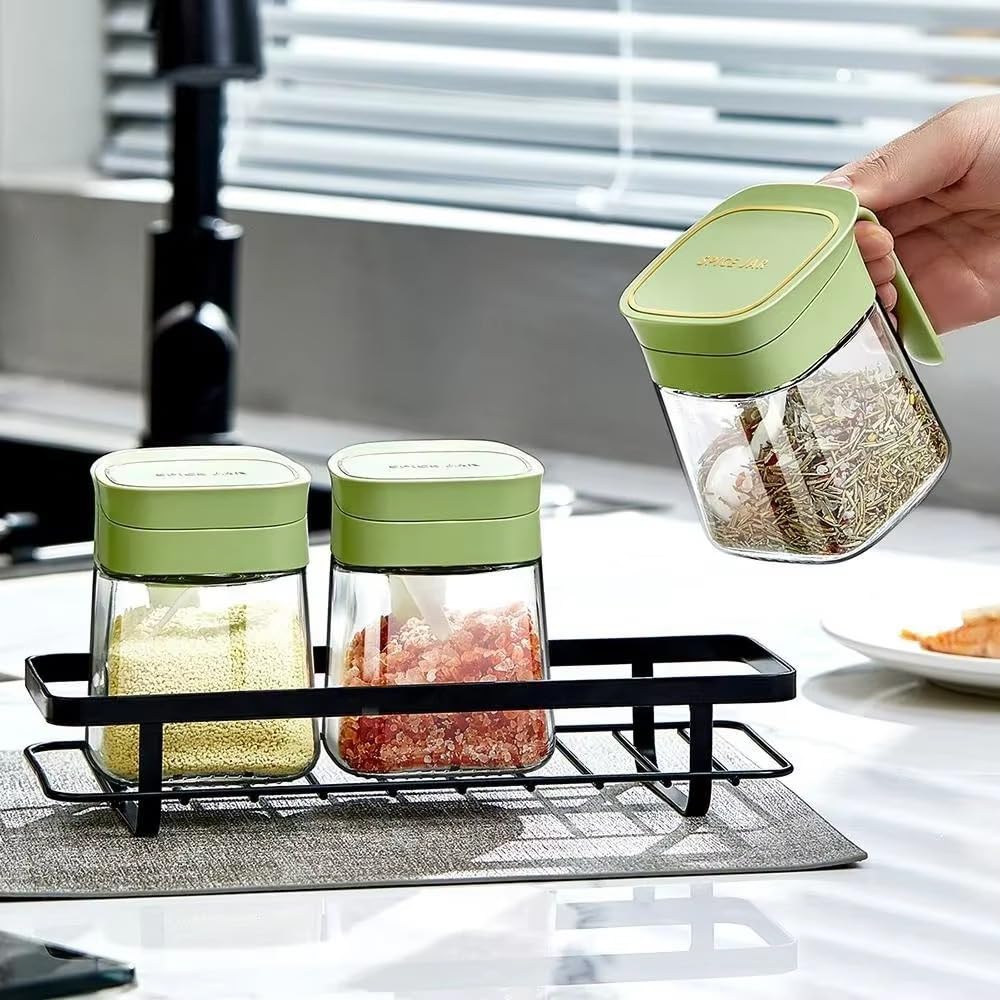 Gewürzbox für die Küche, Gewürzglas, Zuckerdose mit Deckel und Löffel, Salzbehälter, Gewürz-Aufbewahrungsbox (weiß)