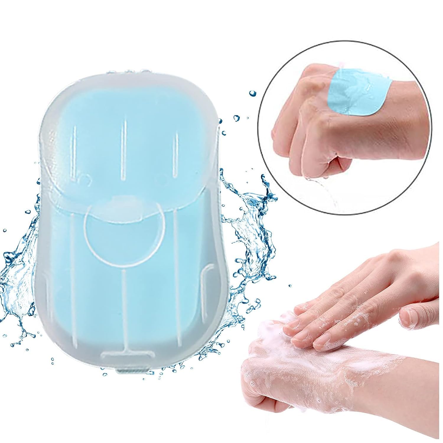 YSSZAM 50Pcs Blue Portable Soap Sheets, Mini Portable Travel Soap Paper Sheets Disposable Water Soluble Hand Washing Bath Scented Paper Soap Camping Soap and Shampoo for Outdoor, Camping Hiking