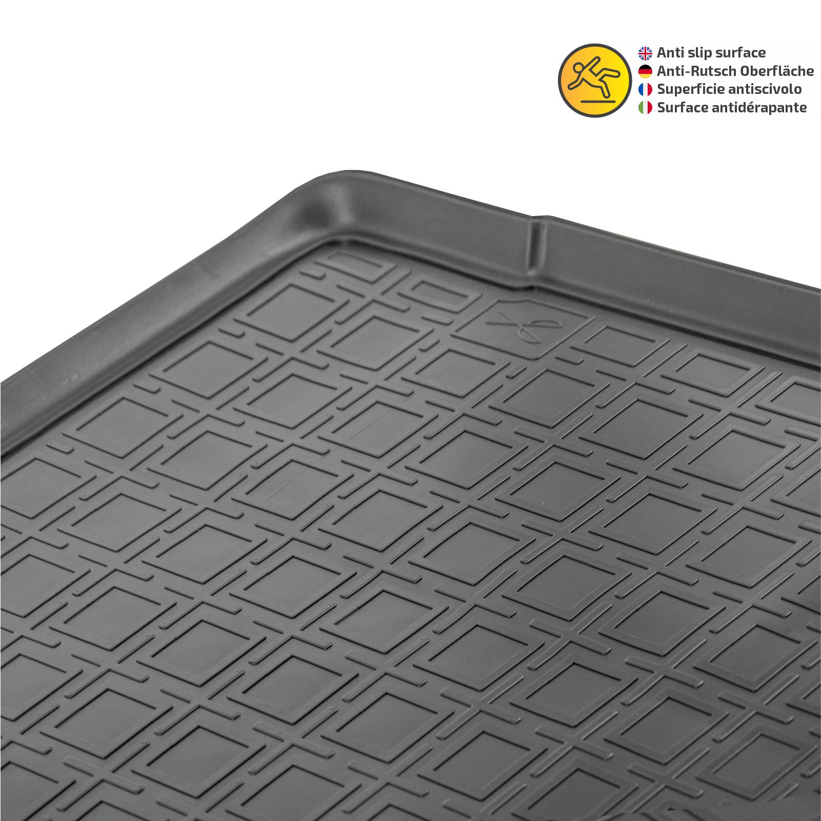 Norm Liners Vasca Bagagliaio su Misura per Peugeot 208 2012-2019, Proteggi Baule con Bordo Alto 4 cm, Antiscivolo, Inodore, TPE Gomma
