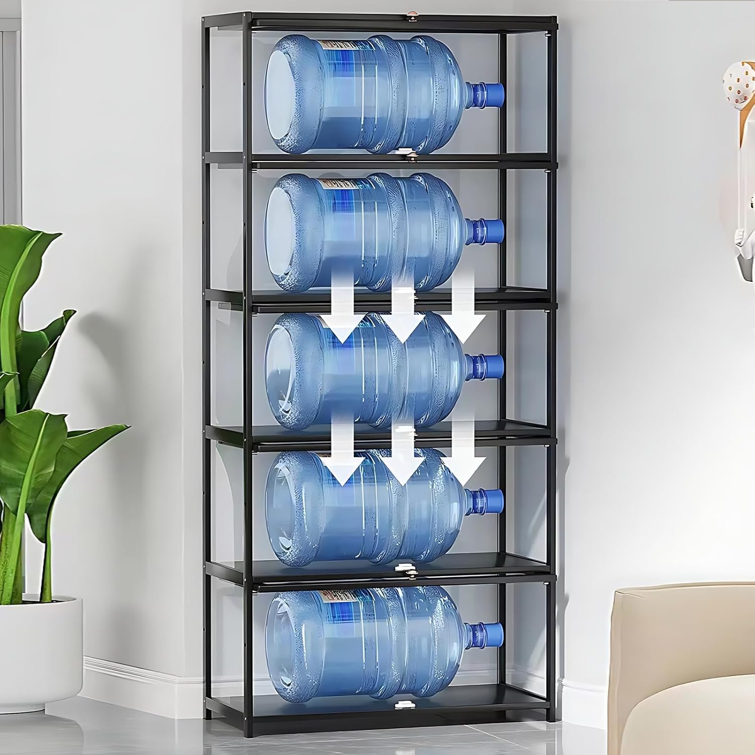 Armadio con porta in vetro acrilico, custodia di 5 livelli, Organizzatori di giocattoli da collezione Rack & Display Shelf, libreria per bambini per camera da letto (Coperchio nero)