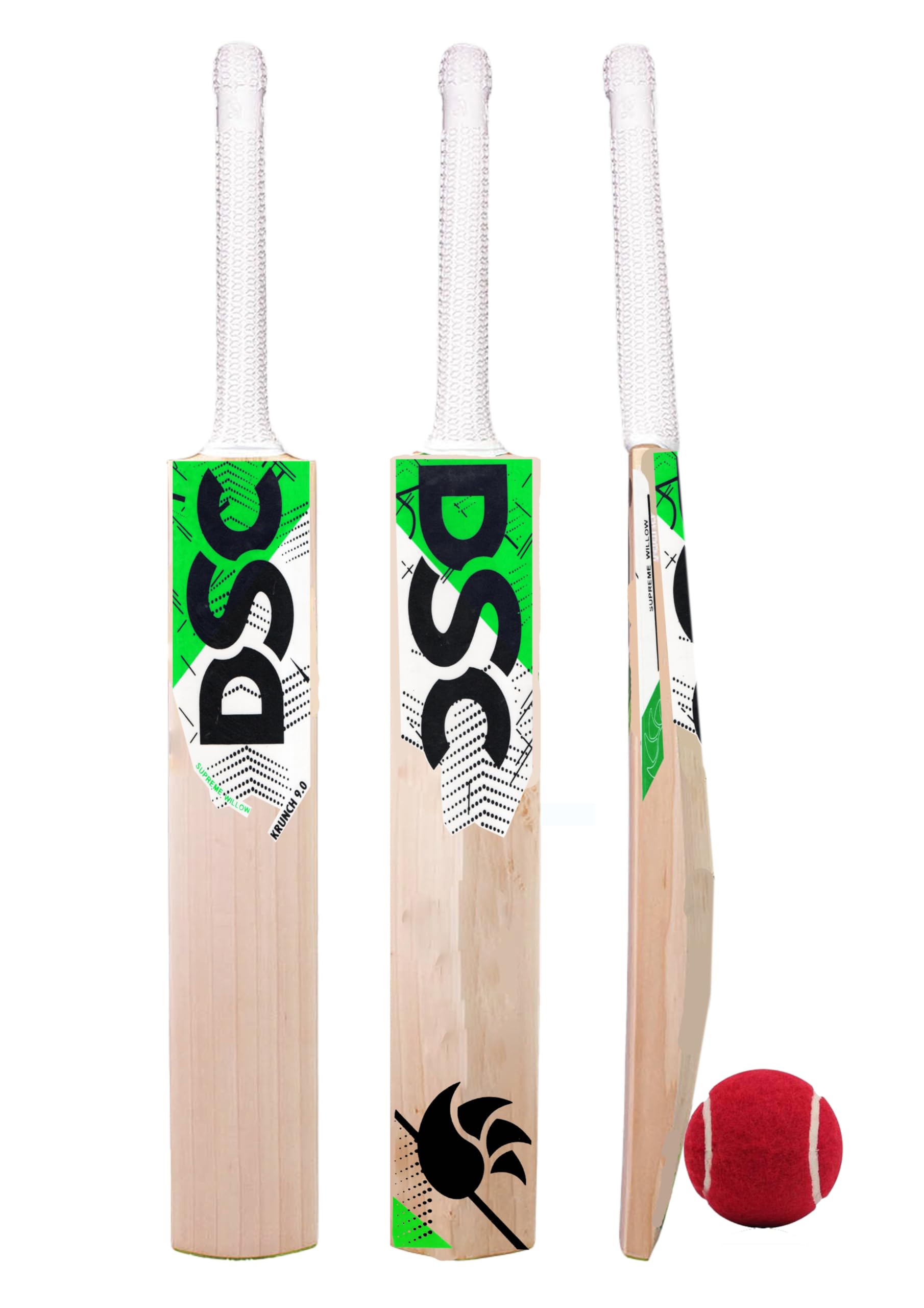 Florence Bat Poplar Willow Full Size Tennis Cricket Bat Suitable for Street, Beach Cricket, Tournaments Practice Bat, 11 Inches Poplar Handle ONLY for Tennis Ball (Green Bat)