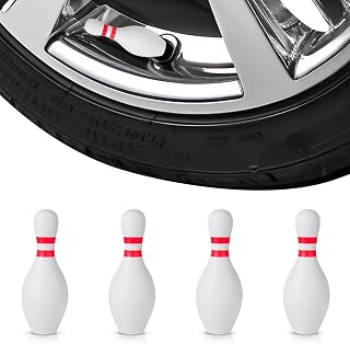 Bowling Pin Tire Valve Stem Caps – Universal Fit Car Accessories, Leak-Proof & Easy to Install – 4 Pack