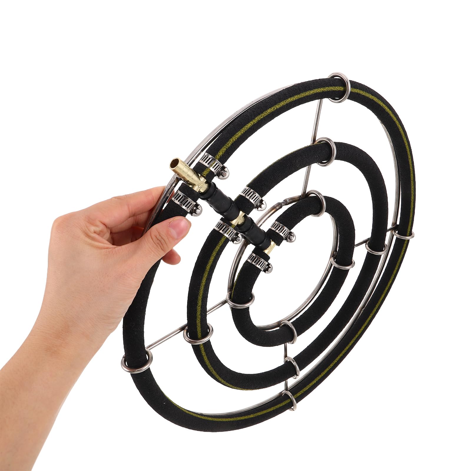 Aquarium Sprudlerstein 35cm aus Edelstahl mit 3 Ringen Nano Sauerstoffbläschen Diffusor für Teichbelüftung und Aquarien Geräuschloser Luftverteiler für Fischsauerstoffversorgung