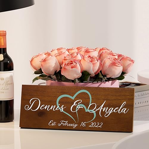 Miniatura 2 de Bemaystar Regalos de boda personalizados, letreros de madera personalizados con nombre/fecha, para recuerdos únicos de aniversario, ideas de regalo,