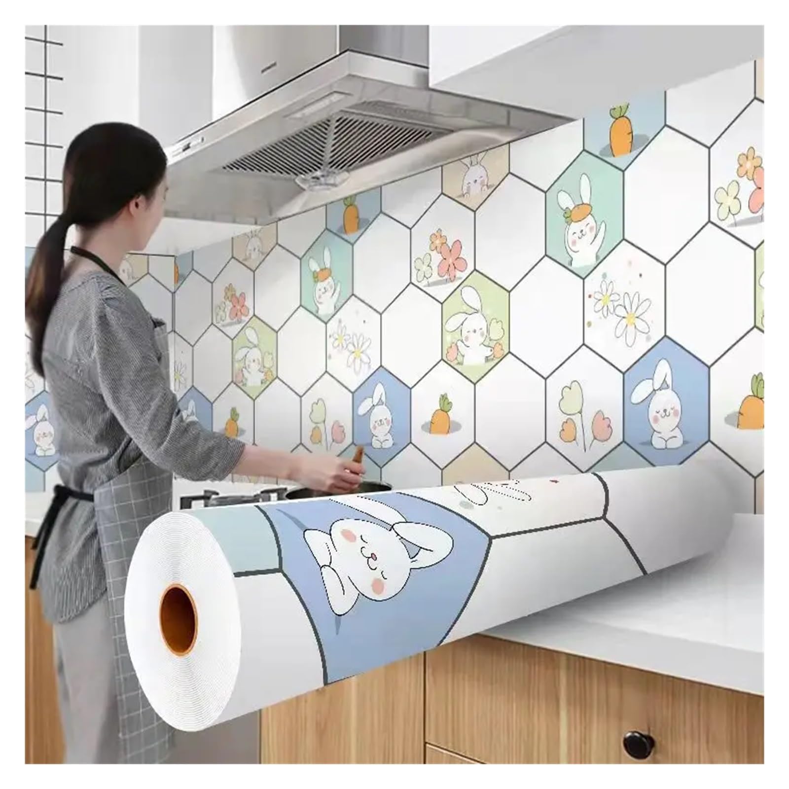Ayztantine Self-Adhesive Wallpaper Kitchen Stove Oil-Proof Sticker Waterproof High Temperature Resistant Wallpapers Decoration(Color 4,5mx60cm)
