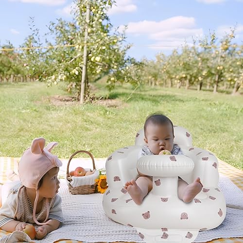 Miniatura 8 de Zenflux Sillas inflables para bebé con bandeja para bebés de 3 meses en adelante, asientos de piso para sentarse, asientos de bebé con bomba de aire