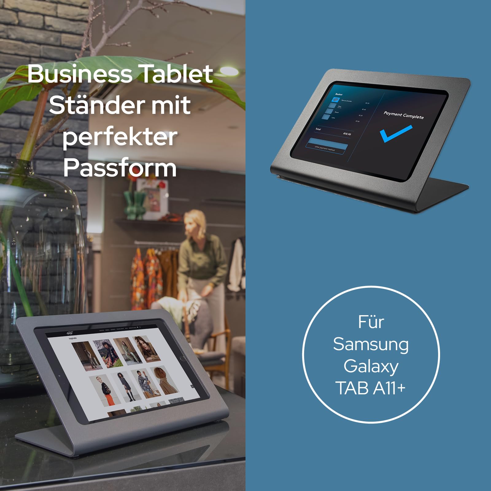 POS - Diebstahlsicherer Tablet-Ständer kompatibel mit Samsung A11+ | Sicherer Metall-Tablet-Ständer für Business POS & Einzelhandel | Tablet-Halterung