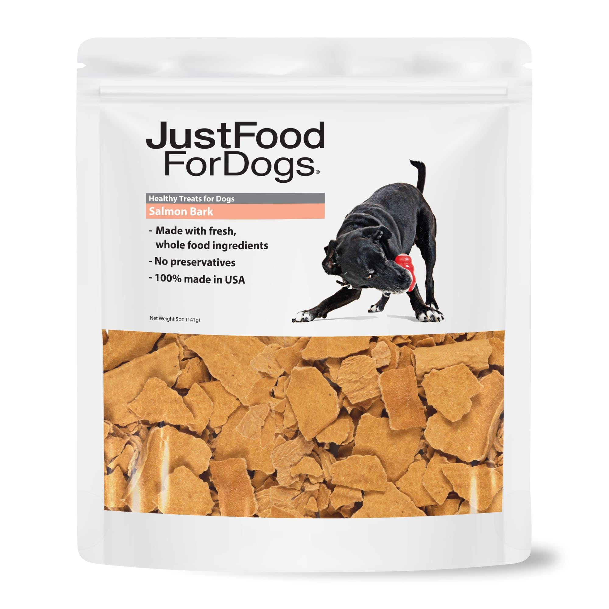JustFoodForDogs Limited-Ingredient Healthy Dog Treats, Salmon Bark, Made in the USA, 5 oz Salmon 5 Ounce (Pack of 1)