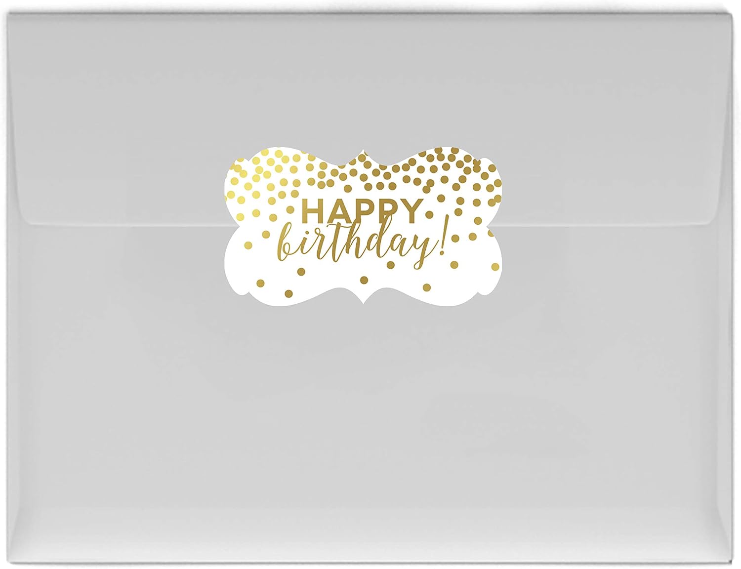 Andaz Press Metallic Gold Confetti Polka Dots Party Collection, Fancy Frame Labels Stickers, Happy Birthday!, 36-Pack