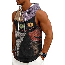 Halloween Costumes for Men Scary Horror Graphic Hooded Drawstring Casual Sport Tank Tops Daily and Festival Wear
