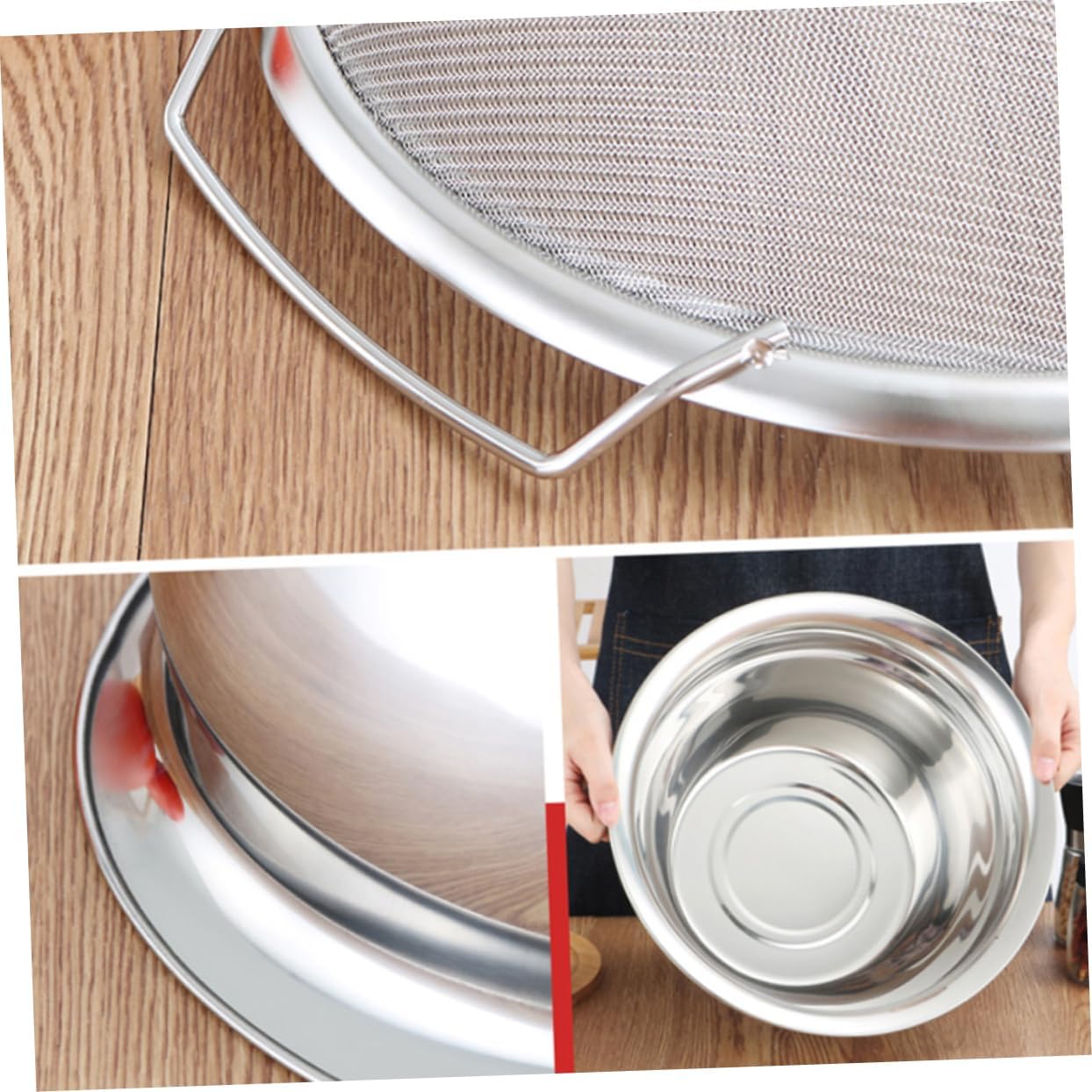 1pc Double Handle Mesh Strainer Mesh Net Strainer Vegetable Drain Basket for Cooking