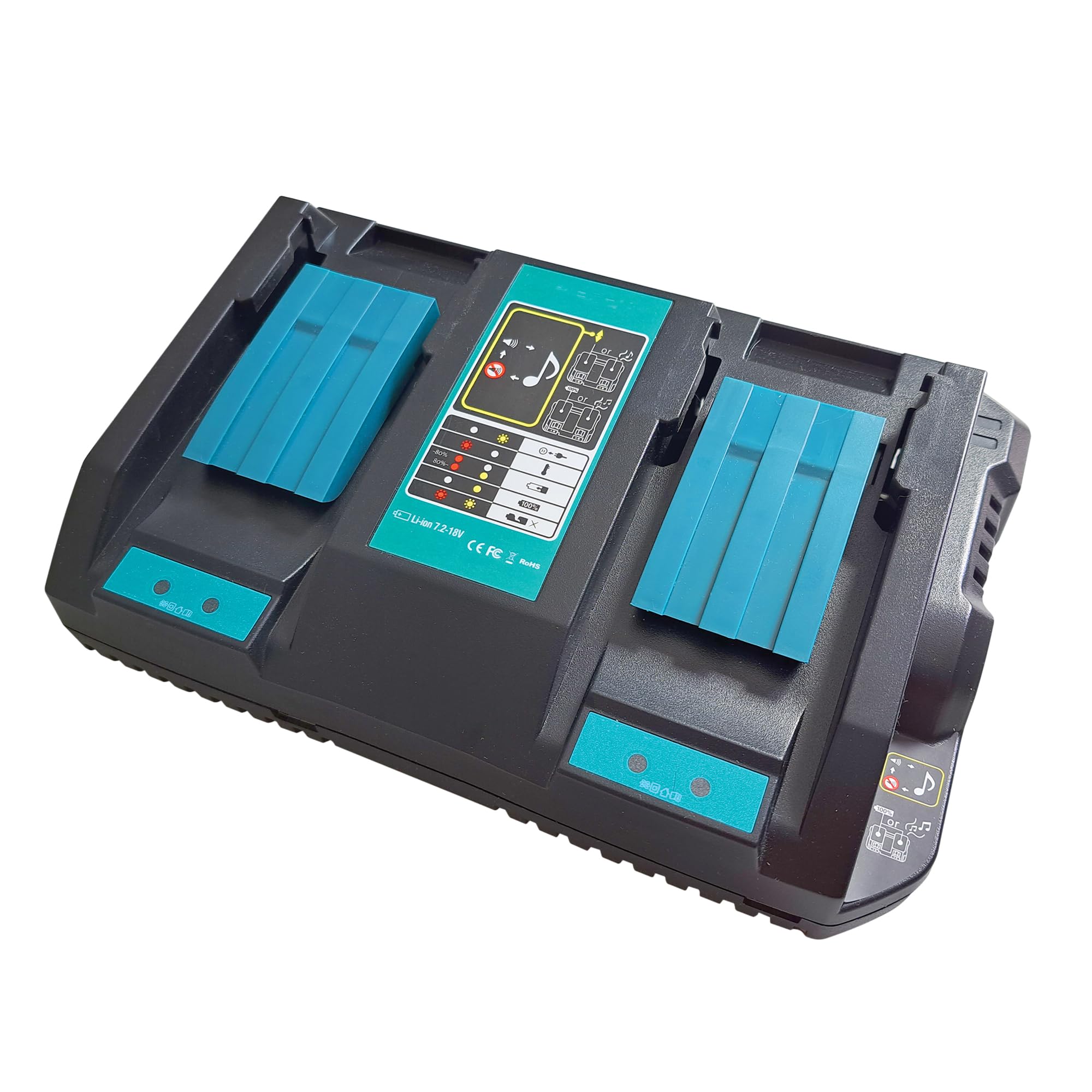 Kit batteria e caricatore doppio PNI DCH218, con due porte USB, include 2 batterie da 18 V 5 Ah